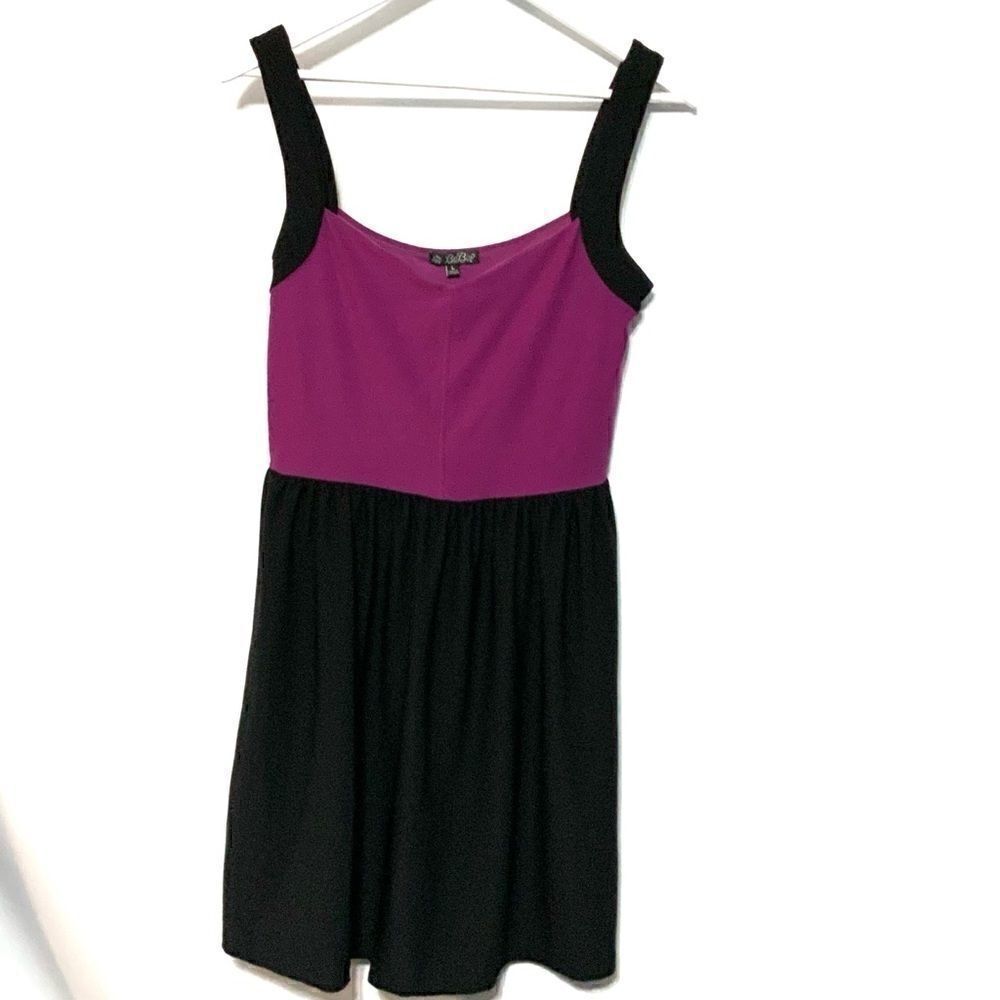 BeBop Y2K Purple & Black Colorblock Dress – Size Large – Empire Waist Sleeveless